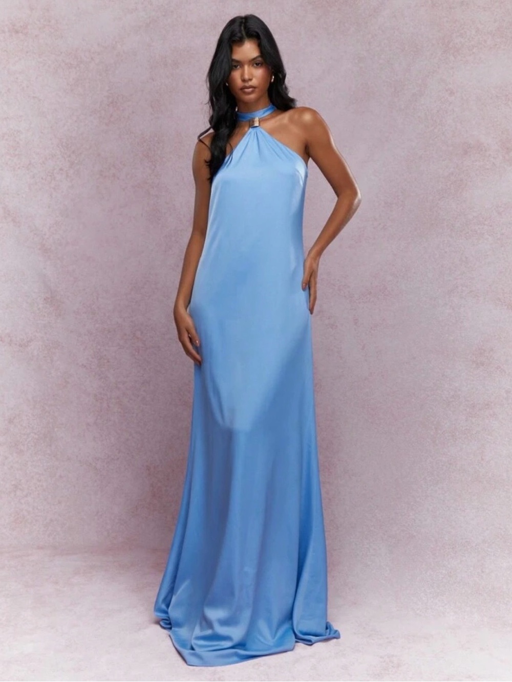 Blue Floral Fitted Maxi Dress